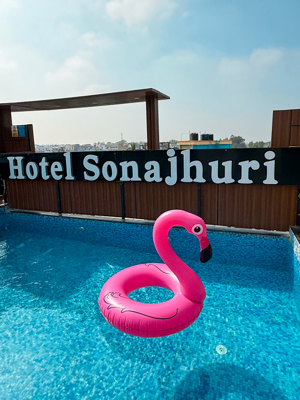 Roof top swimming pool with Affordable family stay deals at Sona Jhuri – one of the best hotels in New Digha for group bookings